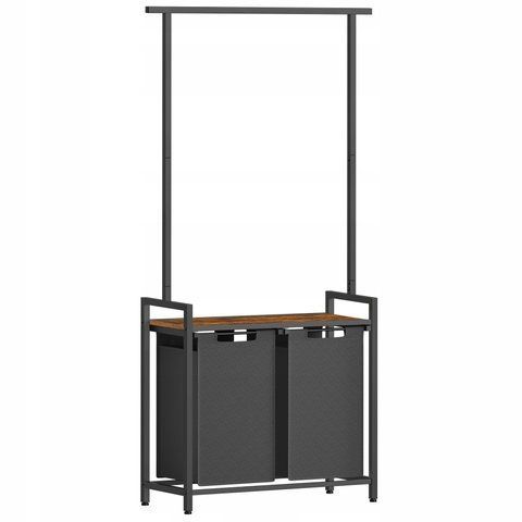 Прачечная станция SONGMICS 73&times;33&times;177 см с вешалкой, полкой и 2 корзинами, коричнево-чёрная 70816272 фото