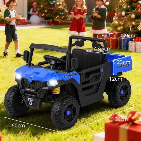 Дитячий електромобіль Costway вантажний UTV з пультом, синій COSTWAY-KIDS-0665 фото