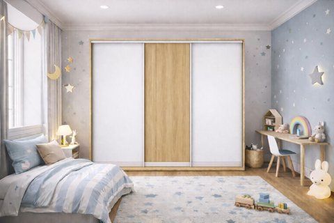 Шафа-купе 3-дверна LOFTHUB 200&times;60&times;240 см білий / дуб сонома LH-031 фото