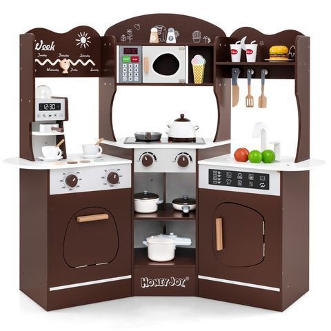 Дитяча ігрова кухня Costway, коричнева COSTWAY-KIDS-0264 фото