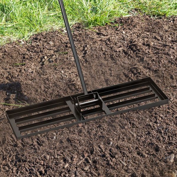Широкі граблі для вирівнювання газону Costway, 91&times;25&times;170 см, чорні COSTWAY-00723 фото