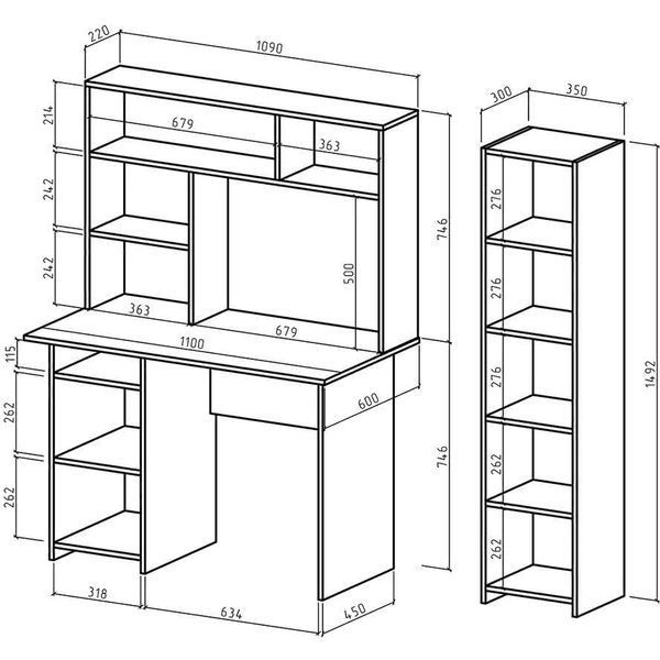 Комп&rsquo;ютерний стіл з надбудовою LOFTHUB 149&times;60&times;145 см білий 82222913 фото