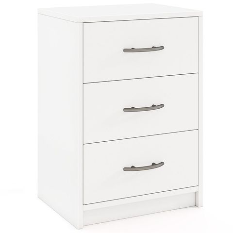 Нічна тумба з 3 шухлядами, 38,5&times;28&times;54 см, біла COSTWAY-HOME-00138 фото