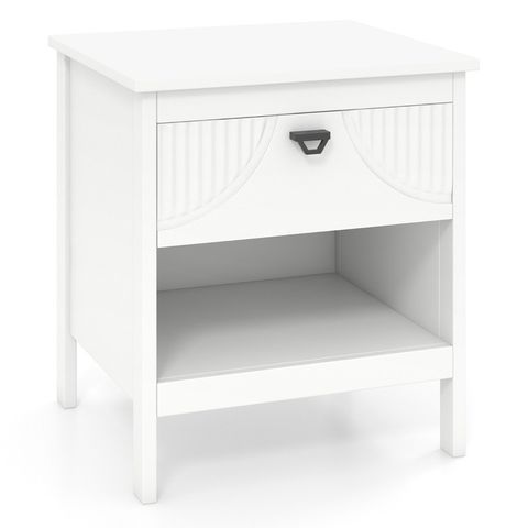 Нічна тумба з шухлядою та відкритою полицею, 40&times;45&times;50 см, біла COSTWAY-HOME-00038 фото