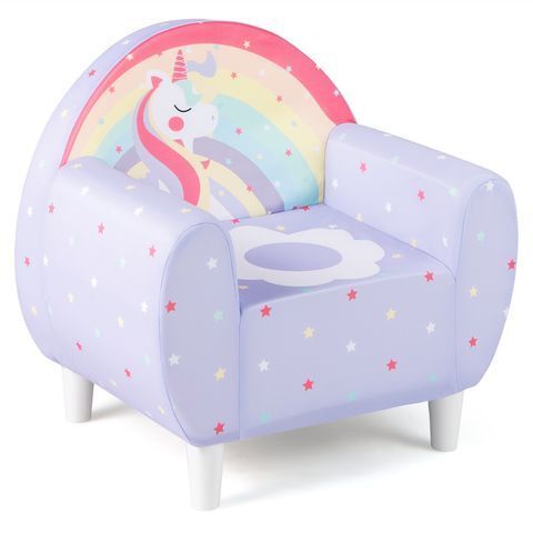 Дитяче м&rsquo;яке крісло Costway з принтом єдинорога та веселки, фіолетове COSTWAY-KIDS-0420 фото