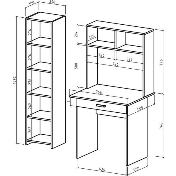 Компьютерный стол с надстройкой LOFTHUB 149&times;60&times;112 см белый 81942073 фото