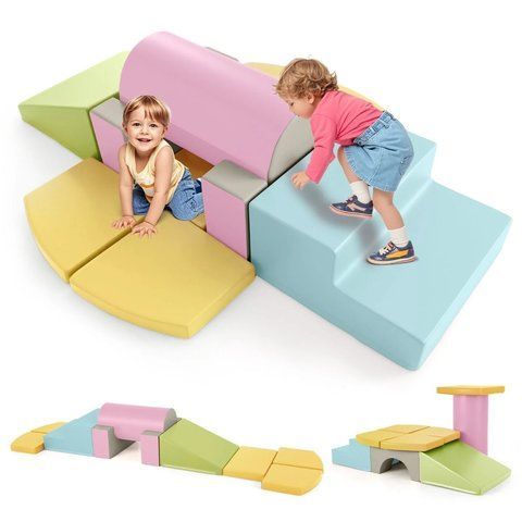 Дитячий м&rsquo;який модульний набір Costway з рампою та блоками, пастельний COSTWAY-KIDS-0807 фото