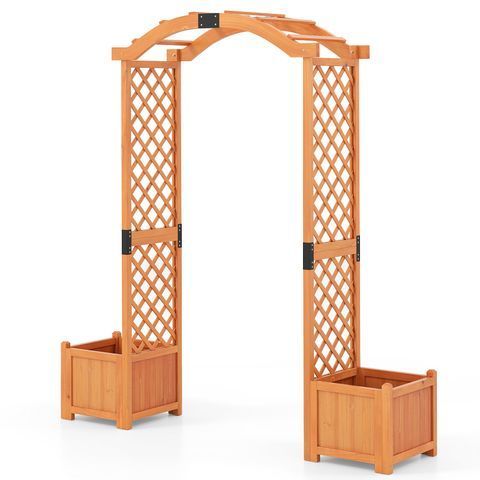 Арка-пергола с двумя ящиками CostWay 45&times;185&times;201 см, цвет натуральный COSTWAY-00711 фото