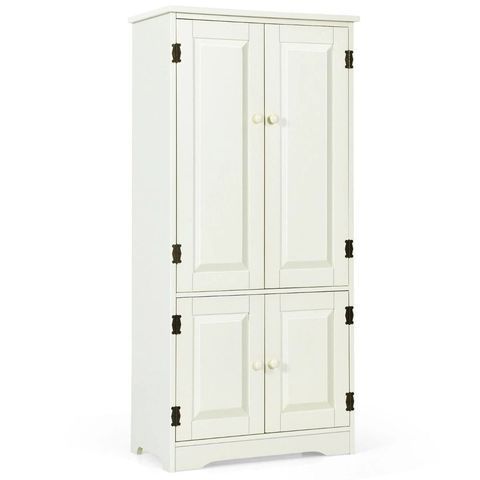Висока шафа з полицями та 4 дверцятами, 58,5&times;31,5&times;123 см, білий COSTWAY-HOME-00945 фото