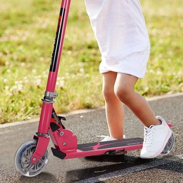 Дитячий двоколісний самокат Costway складаний, рожевий COSTWAY-KIDS-0677 фото