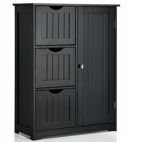 Комод із шухлядою та 4 дверцятами, 60&times;30&times;81 см, чорний COSTWAY-HOME-00097 фото