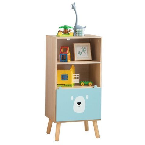 Дитячий стелаж Costway для книг та іграшок з дверцятами, мультиколор COSTWAY-KIDS-0226 фото