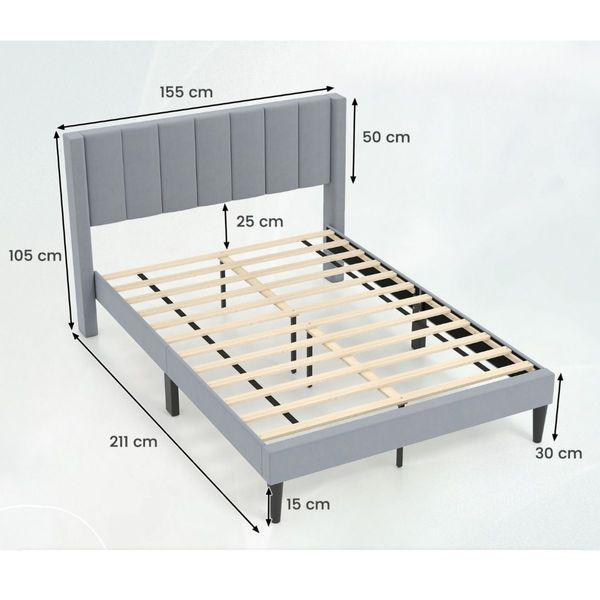 Кровать-каркас для спальни Costway, 211&times;155&times;105 см, цвет серый, модель 00098 COSTWAY-HOME-00098 фото