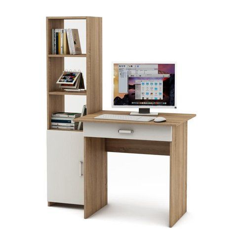 Комп&rsquo;ютерний стіл з надбудовою LOFTHUB 149&times;60&times;112 см білий / дуб сонома 81941640 фото