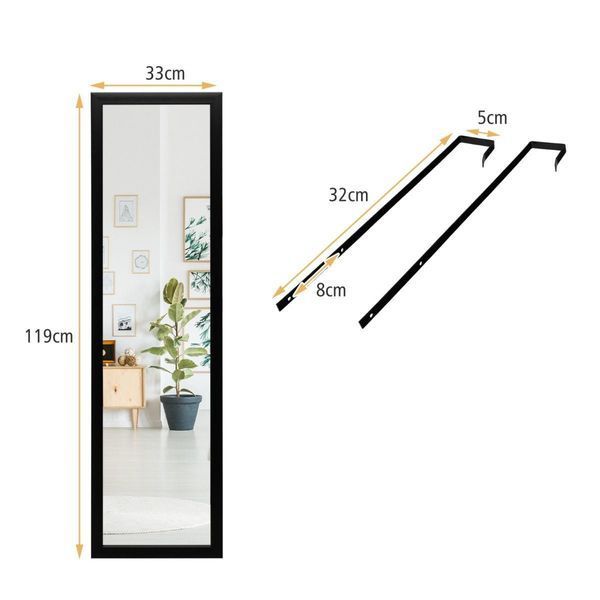 Зеркальный шкафчик-органайзер Costway с дверцей, 33&times;119 см, черный COSTWAY-HOME-00602 фото