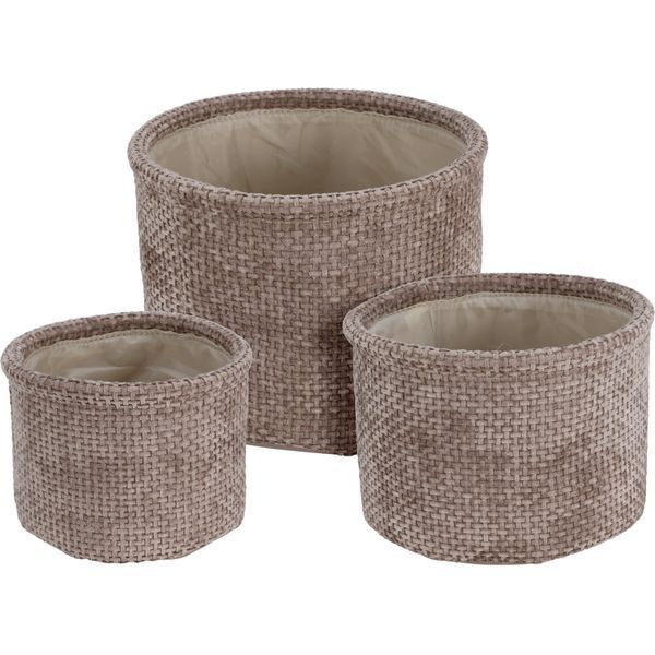Набір із 3 круглих плетених кошиків Home Styling Collection, сіро-коричневий 98696 фото