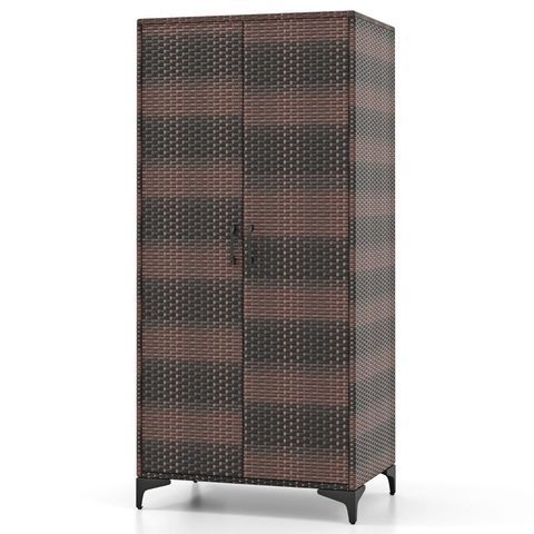 Висока вулична шафа CostWay 72&times;50&times;157 см із плетеною фактурою та внутрішніми полицями, коричнева COSTWAY-01355 фото