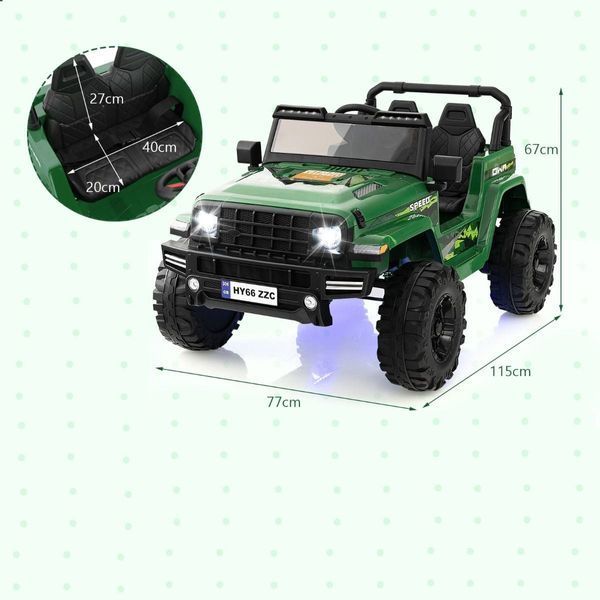 Дитячий електромобіль Costway позашляховик Jeep з підсвічуванням, зелений COSTWAY-KIDS-0658 фото