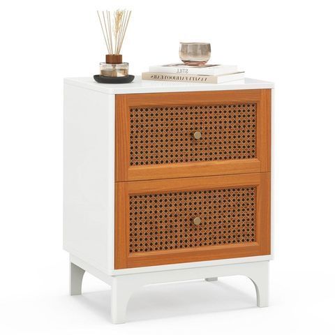 Тумба с ротанговыми ящиками CostWay 46&times;33&times;59,5см белый COSTWAY-01366 фото