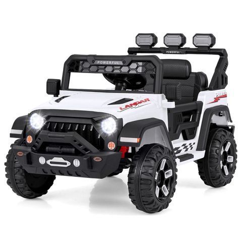 Дитячий електромобіль Costway позашляховик Jeep, білий COSTWAY-KIDS-0638 фото