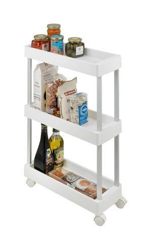 Узкая кухонная тележка WENKO с 3 корзинами на колёсах, белая 45&times;18&times;80 см 59678 фото