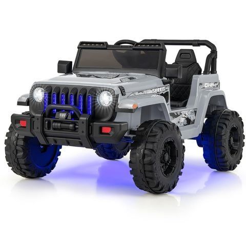 Дитячий електромобіль Costway позашляховик Jeep з підсвічуванням, сірий COSTWAY-KIDS-0641 фото