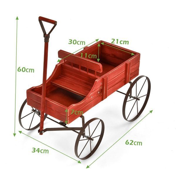 Садовая тележка-клумба CostWay 34&times;62&times;60 см, цвет красная COSTWAY-00672 фото