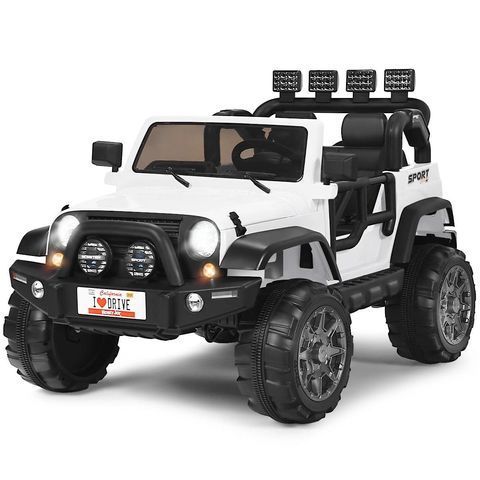 Дитячий електромобіль Costway позашляховик Jeep з верхнім світлом, білий COSTWAY-KIDS-0643 фото