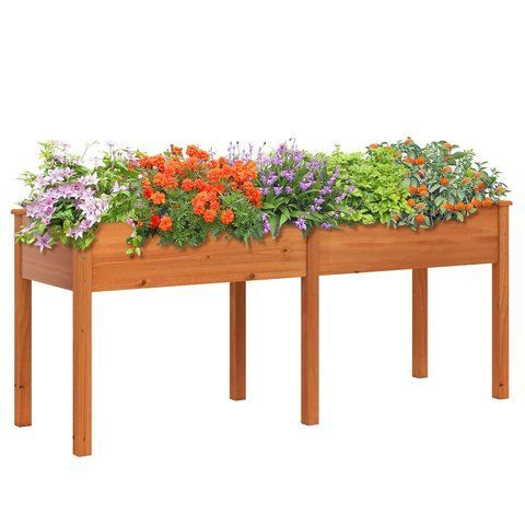 Длинная приподнятая грядка CostWay 58&times;185&times;77 см, цвет коричневый COSTWAY-00685 фото