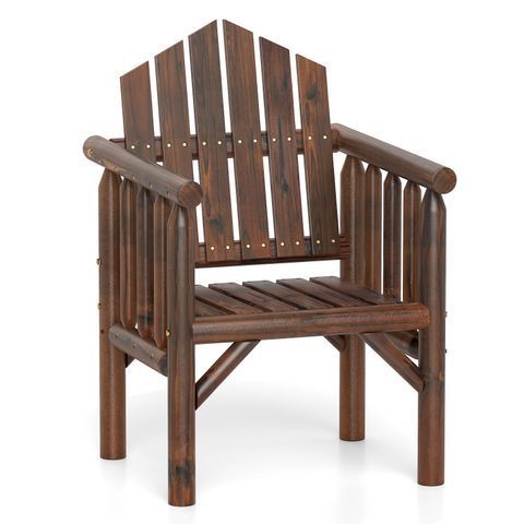 Дерев&rsquo;яне крісло Adirondack із вертикальною рейковою спинкою Costway, 62,5&times;66&times;98 см, колір коричневий COSTWAY-01017 фото