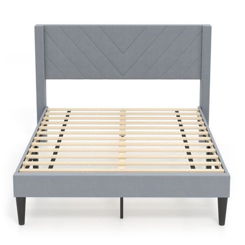 Ліжко-каркас для спальні Costway, 211&times;155&times;105 см, колір сірий, модель 00068 COSTWAY-HOME-00068 фото