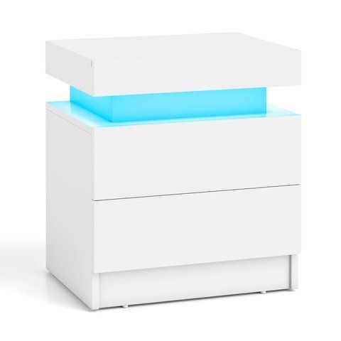 Прикроватная тумба Costway с ящиком, с LED-подсветкой, 35&times;45&times;52 см, цвет белый COSTWAY-HOME-00920 фото