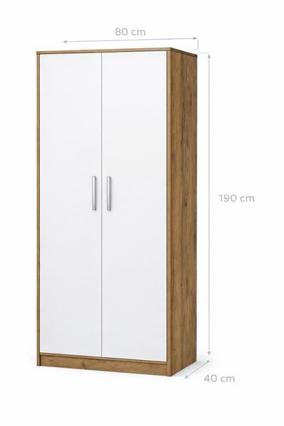 Шкаф-пенал 2-дверный LOFTHUB 80&times;40&times;190 см белый / дуб тахо LH-016 фото