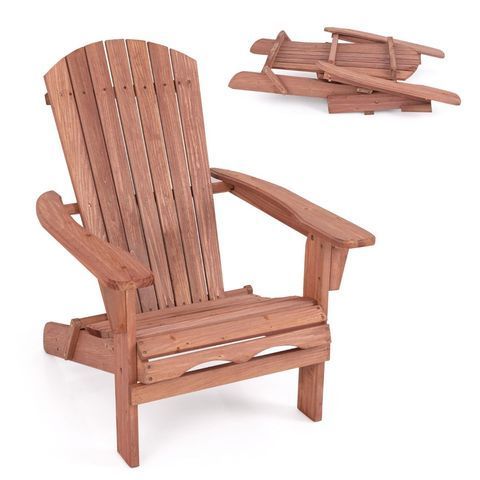 Складане дерев&rsquo;яне крісло Adirondack Costway, 71&times;89&times;94 см, колір коричневий COSTWAY-01049 фото