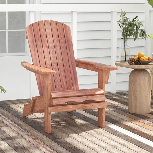 Складане дерев&rsquo;яне крісло Adirondack Costway, 71&times;89&times;94 см, колір коричневий COSTWAY-01049 фото