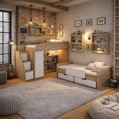 Дитяче ліжко-горище LOFTHUB 2275&times;834&times;1450 мм білий / дуб тахо LH-067 фото