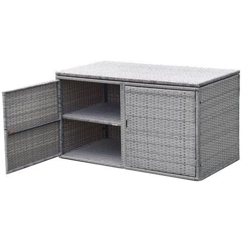Вулична шафа-скриня CostWay 115&times;60&times;65 см із відкидною кришкою, фронтальними дверцятами та полицею, сіра COSTWAY-01255 фото