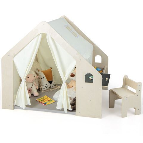 Дитячий ігровий намет-будиночок, бежевий COSTWAY-KIDS-0050 фото