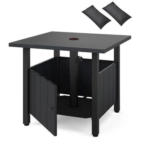 Садовий столик-шафка CostWay 55,5&times;55,5&times;48 см, чорний COSTWAY-00615 фото