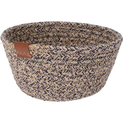 Круглая корзина Home Styling Collection из текстильного шнура, серо-бежевая 89842 фото