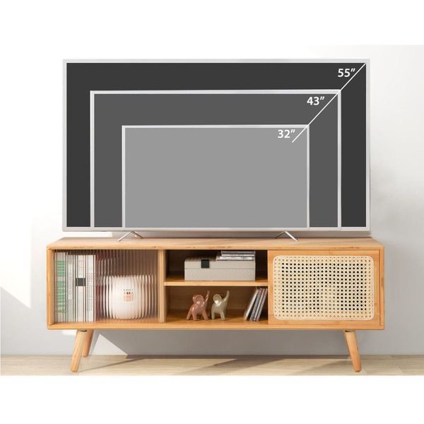 Тумба под телевизор с ротанговими фасадами CostWay 120,5&times;31&times;45,5см коричневый COSTWAY-01534 фото