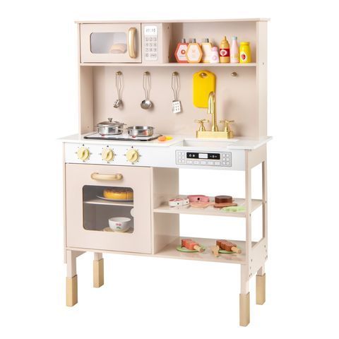 Дитяча ігрова кухня Costway з духовкою, полицями та мийкою, бежева COSTWAY-KIDS-0510 фото