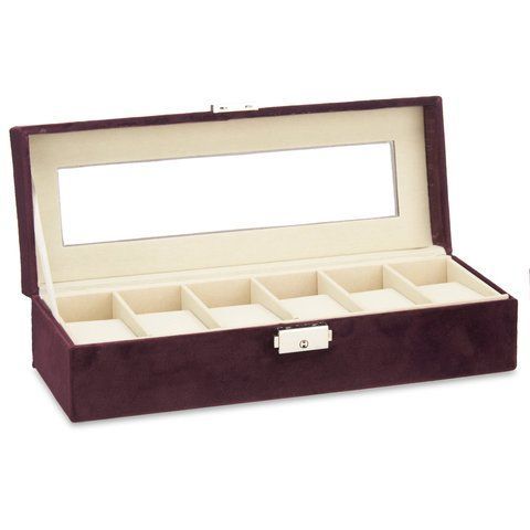 Шкатулка Giftdecor с прозрачной крышкой для часов и украшений, бордовая 94226 фото