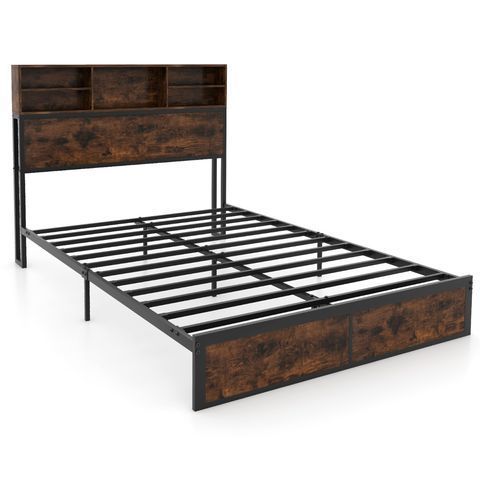 Ліжко-каркас для спальні Costway, 140,5&times;217&times;115 см, колір коричневий COSTWAY-HOME-00683 фото