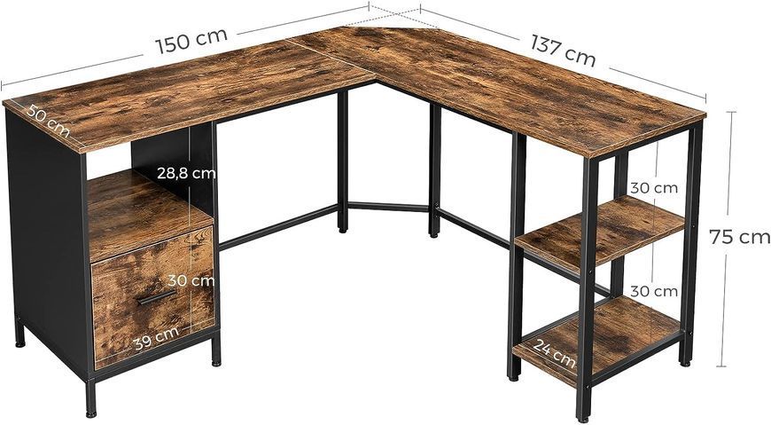Кутовий комп&rsquo;ютерний стіл LOFTHUB 137&times;150&times;75 см чорний 79612210 фото